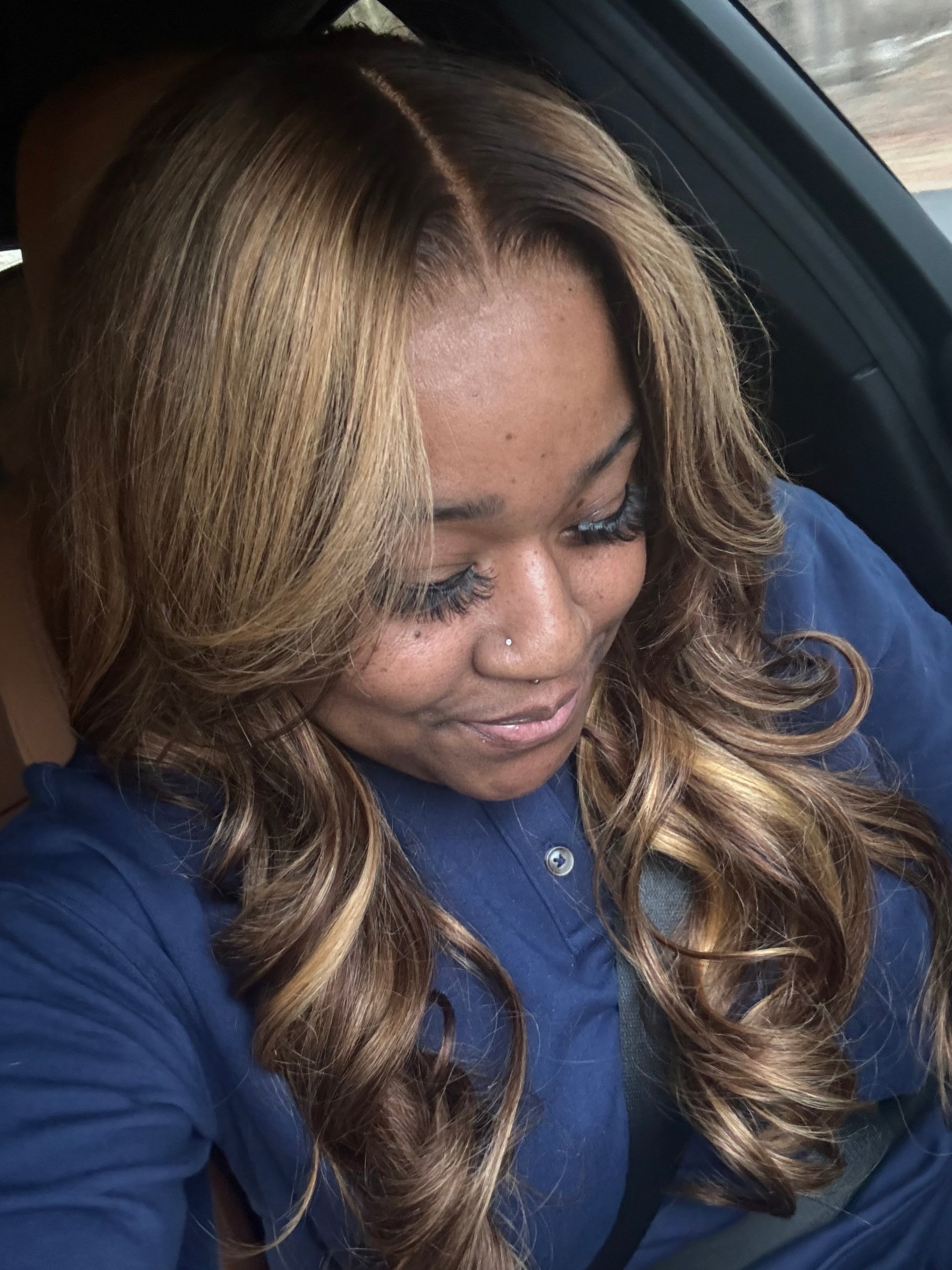 Custom colored Bodywave bundles with closure.